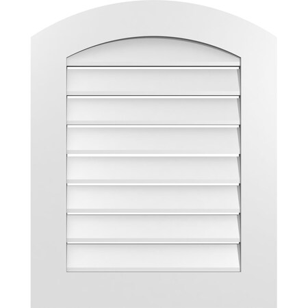 Ekena Millwork Arch Top Surface Mount PVC Gable Vent: Non-Functional, w/ 3-1/2"W x 1"P Standard Frame, 24"W x 28"H GVPAR24X2801SN
